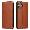 iPhone 16 Fierre Shann PU Leather Phone Case (Brown) - 1
