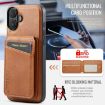 iPhone 16 Fierre Shann Oil Wax Cow Leather Magnetic Card Holder Phone Case - Brown - 6