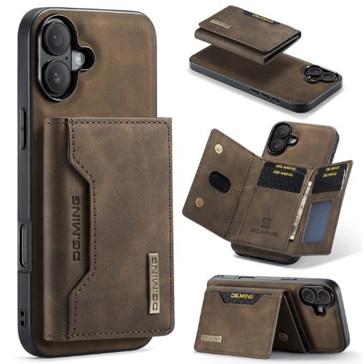 iPhone 16 DG.MING M2 Series 3-Fold Card Bag Wallet Leather Phone Case - 1