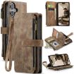iPhone 16 CaseMe C30 Wallet Leather Phone Case - Brown - 1