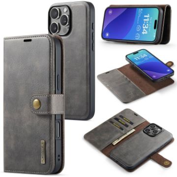 iPhone 16 Pro DG.MING Crazy Horse Texture Magnetic Leather Case - 1
