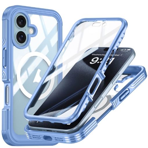 RedPepper Tempered Glass MagSafe Phone Case for iPhone 16 Plus - Sky Blue - 1