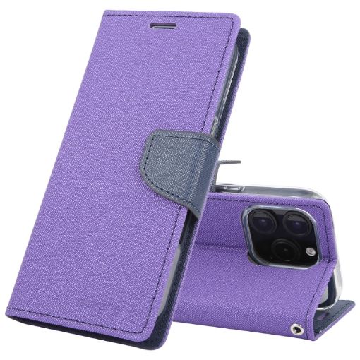 GOOSPERY FANCY DIARY Cross Texture Leather Phone Case - Purple - 1