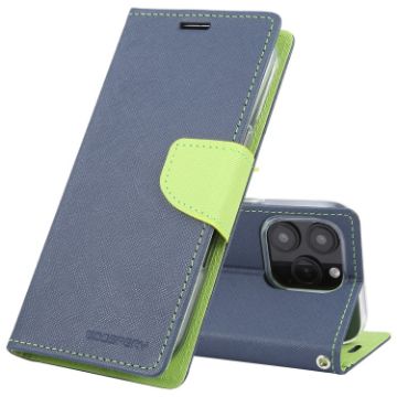 GOOSPERY FANCY DIARY Cross Texture Leather Phone Case - Navy Blue - 1