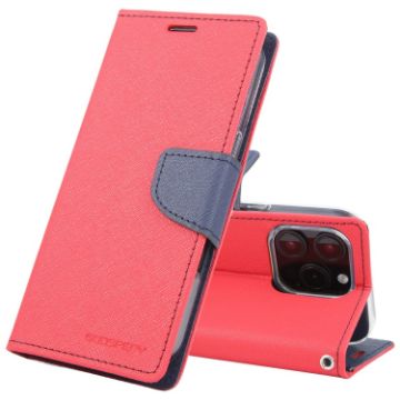 GOOSPERY FANCY DIARY Cross Texture Leather Phone Case for iPhone 16 Pro - Red - 1