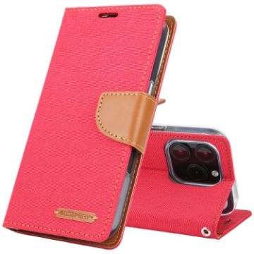 GOOSPERY Canvas Diary Fabric Texture Flip Leather Phone Case - Red - 1