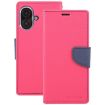 iPhone 16 GOOSPERY FANCY DIARY Cross Texture Leather Phone Case - Rose Red - 2