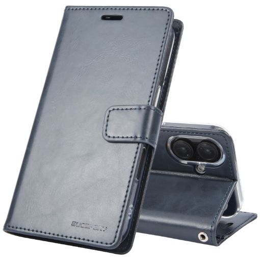 iPhone 16 GOOSPERY BLUE MOON Crazy Horse Texture Leather Phone Case - 1