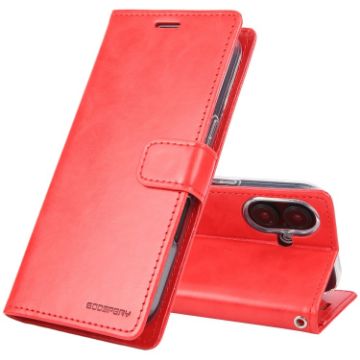 GOOSPERY Blue Moon Crazy Horse Leather Case for iPhone 16 Plus - Red - 1