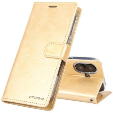 GOOSPERY BLUE MOON Crazy Horse Leather Phone Case for iPhone 16 Plus - Gold - 1