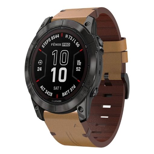 Garmin Quatix 7 Pro Leather Steel Buckle 22mm Watch Band - Light Brown - 1