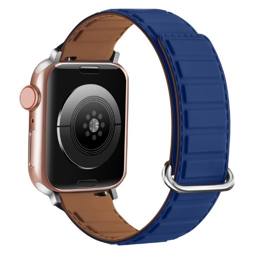 Apple Watch Series 10 42mm Silicone Band - Silver Buckle Blue - 1