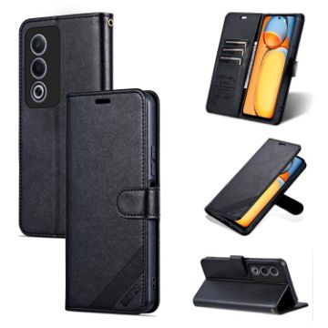 OPPO K12x 5G Global Sheepskin Texture Flip Leather Phone Case - Black - 1
