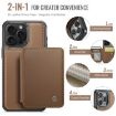 iPhone 16 Pro Max JEEHOOD J05 Business Magnetic Style RFID Leather Phone Case Brown - 2