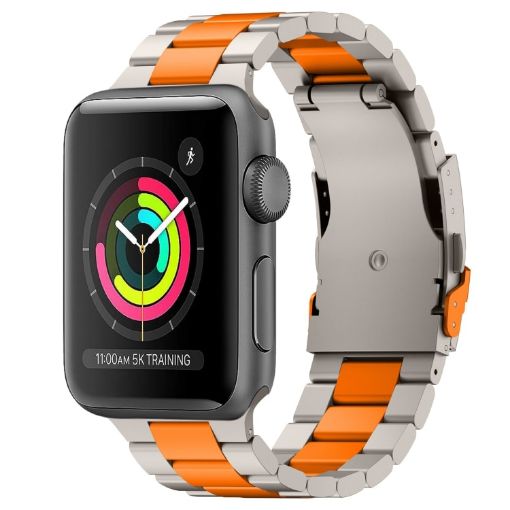 Apple Watch Series 3 42mm Titanium Alloy Metal Watch Band - Titanium Orange - 1