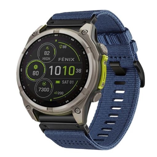 Garmin Fenix 8 MIP 47mm Nylon Canvas Quick Release 22mm Watch Band Blue - 1
