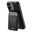 iPhone 16 Suteni TXWH18 Carbon Fiber Wallet Case (Black) - 1