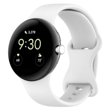Google Pixel Watch 3 45mm Silicone Watch Band - White - 1
