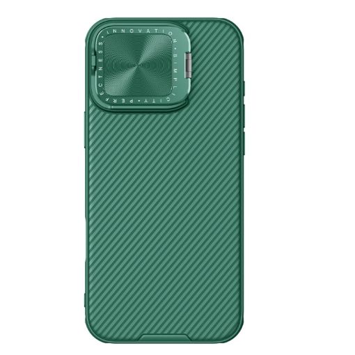 NILLKIN Black Mirror Prop CD Texture Mirror Phone Case for iPhone 16 Pro Max - Green - 1