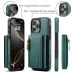 iPhone 16 Pro DG.MING M5 Series Zip RFID Multi Card Detachable Leather Phone Case Green - 2