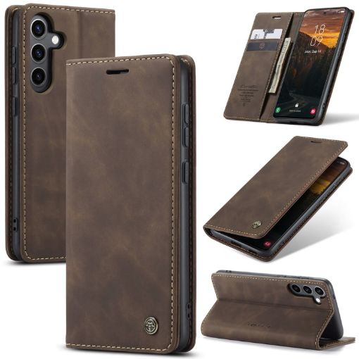 Samsung Galaxy S24 FE 5G Leather Phone Case - Coffee - 1