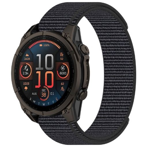 Garmin Fenix 8 AMOLED 51mm Nylon Hook and Loop Fastener 26mm Watch Band Gray - 1