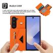 Samsung Galaxy Z Fold6 Grid Texture Wallet Phone Case - Orange - 3