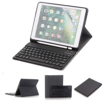 Bluetooth Keyboard + Leather Tablet Case for iPad Pro 9.7, Air, Air 2 - Detachable, Horizontal Flip (Black) - 1