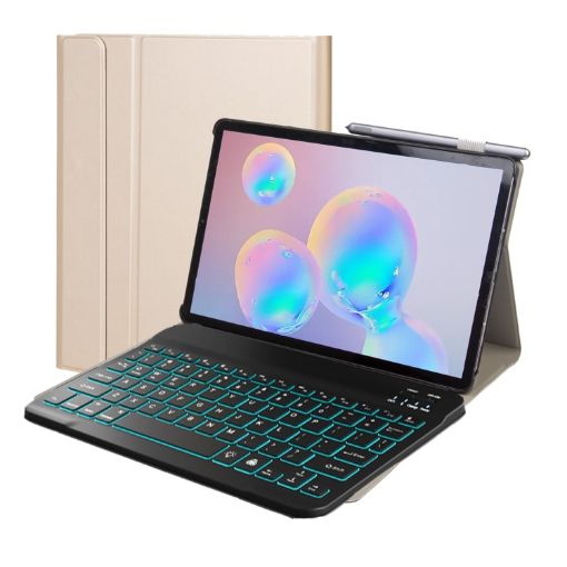 Ultra-thin Bluetooth Keyboard Case for Samsung Galaxy Tab A7 10.4" - Gold - 1