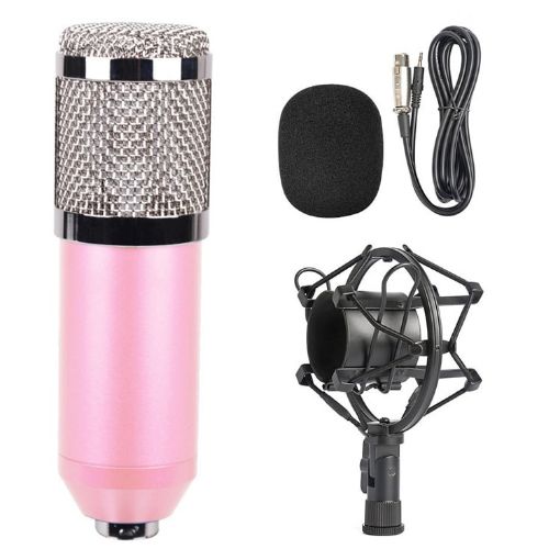 BM-800 Studio Condenser Microphone with Shock Mount - Pink - 1