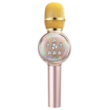 K2 Bluetooth 5.0 Karaoke Microphone with Colorful Lights (Gold) - 1