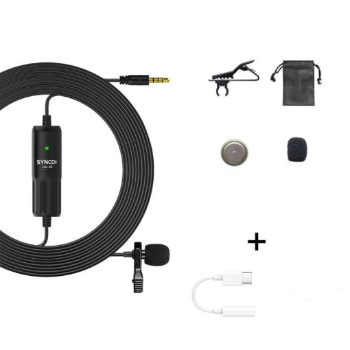 SYNCO S8 Lavalier Live Wired Microphone Black - Type-C - 1