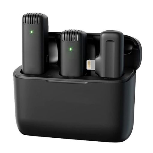 Wireless Lavalier Microphones with Charging Case, 8 Pin Port - 1