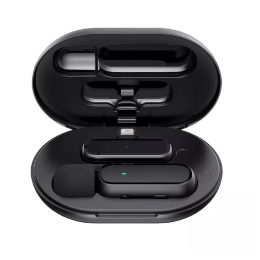 K61 Wireless Lavalier Microphone with Charging Box - Noise Reduction - 8 Pin Interface - 1