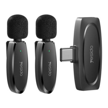 YESIDO KR13 Dual Wireless Lavalier Microphone - Black - 1