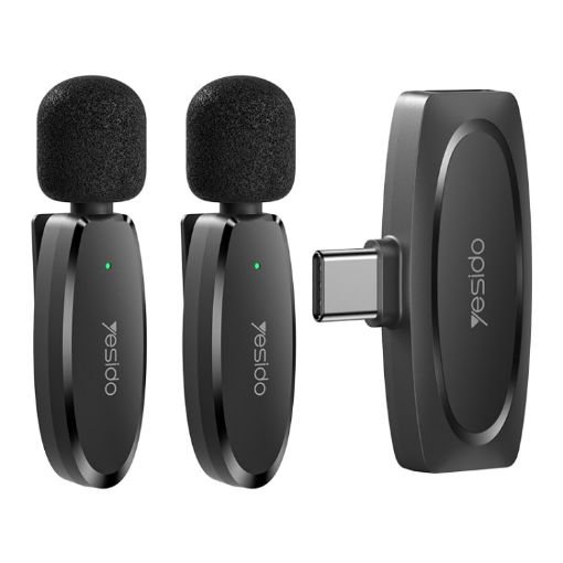 YESIDO KR13 Dual Wireless Lavalier Microphone - Black - 1