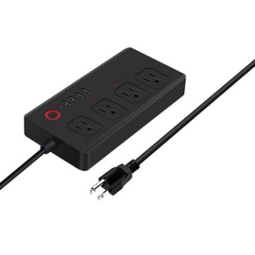 Smart Power Strip: WiFi 10A 2500W, 4 Outlets + 4 USB, US Plug (Black) - 1
