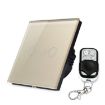 Gold 86mm 2 Gang Glass Smart Light Switch with RF433 Remote, AC 110-240V - 1