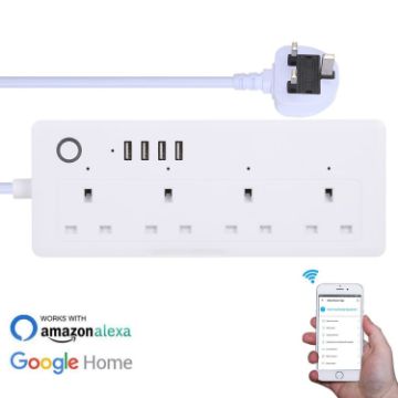 Smart WiFi Power Socket with 4 USB & 4 UK Plugs, Alexa/Google Compatible - 1
