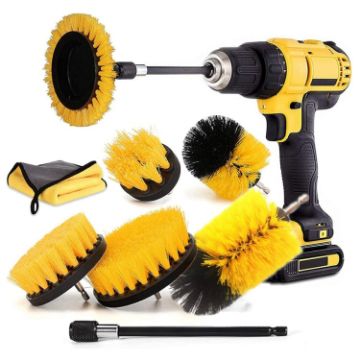 8 In 1 Electric Drill Crevice Brush Car Wash Tool Set, Model B (Yellow) - 1