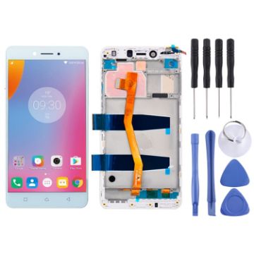 OEM LCD Screen for Lenovo K6 Note K53a48 with Frame (White) - 1
