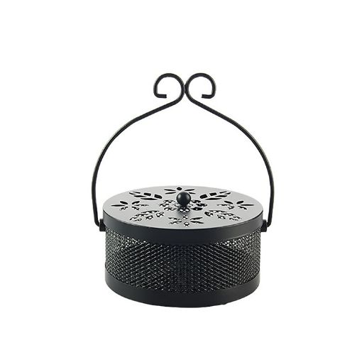 Portable Fireproof Mosquito Coil Box with Lid - Black - 1
