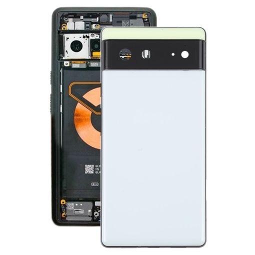 Pixel 6 Battery Back Cover with Middle Frame - White - 1