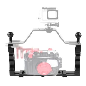 PULUZ Adjustable Dual Hand-held CNC Aluminum Underwater Lamp Holder - 1