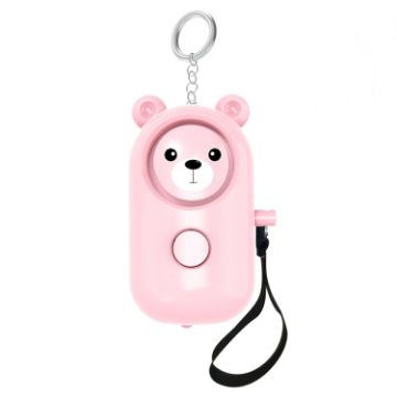Bear Style Pink 130dB LED Personal Alarm Ring for Outdoor Safety - 1