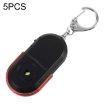 5 PCS Red Wireless Key Finder LED Light Whistle Sound Alarm Locator - 1