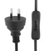 AU Plug 2 Prong Power Cord with 304 Switch, 1.2m Black - 3