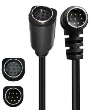 Curved Mini DIN 8 Pin S-Video TV Audio Adapter Cable, 3m (Black) - 1
