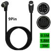 3m Black Curved Mini DIN 9 Pin M/F TV Box Adapter Cable - 2