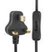 UK Plug 2 Prong AC Power Cord, 1.2m, with 304 Switch (Black) - 3